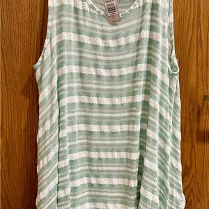 Torrid Green and White Striped Tank Top